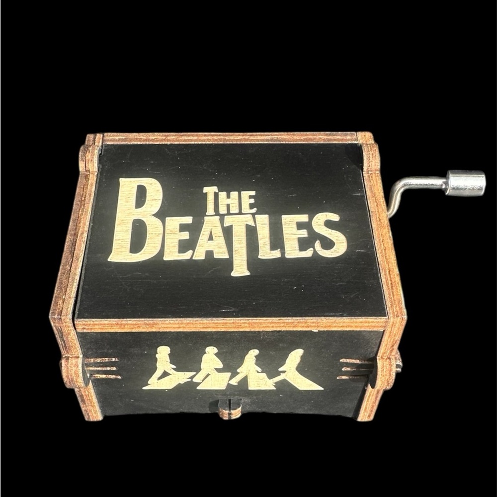 THE BEATLES “Let it Be” miniature wooden crank music box